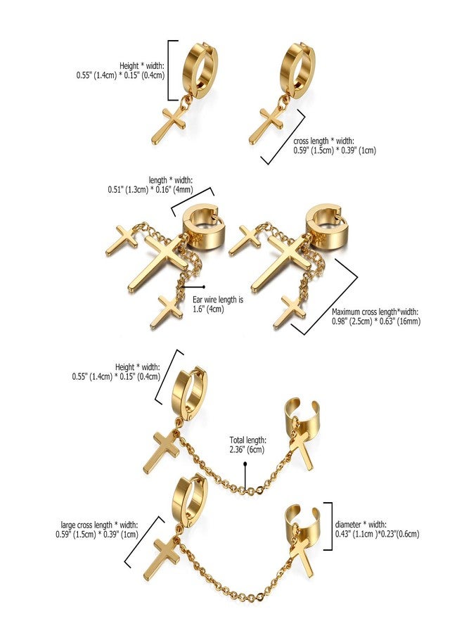 Aroncent 12 Pcs Women Cross Stud Earring Set Stainless Steel Zircon Ear Stud Pin Screw Back - Image 3