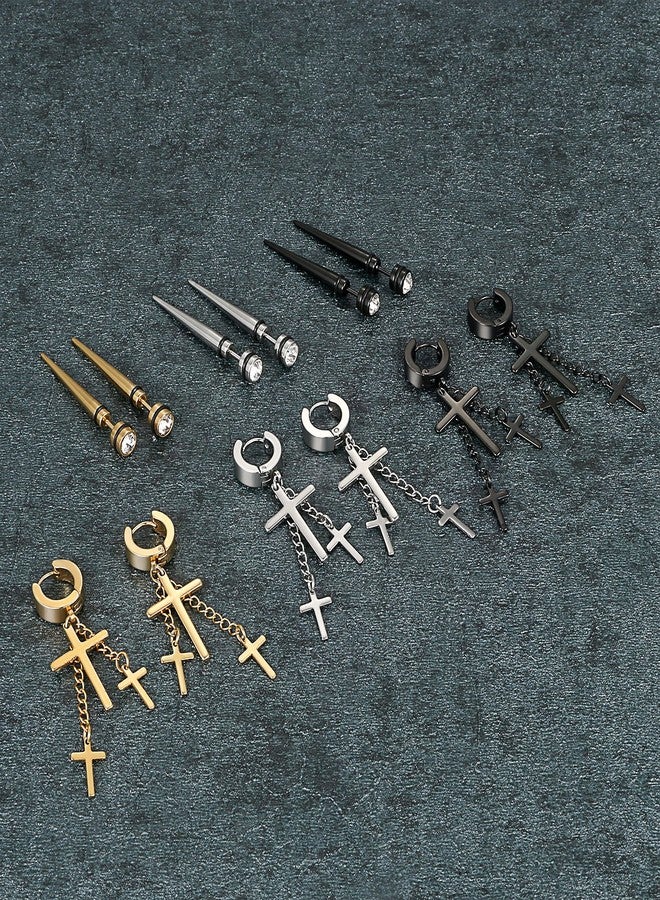 Aroncent 12 Pcs Women Cross Stud Earring Set Stainless Steel Zircon Ear Stud Pin Screw Back - Image 4
