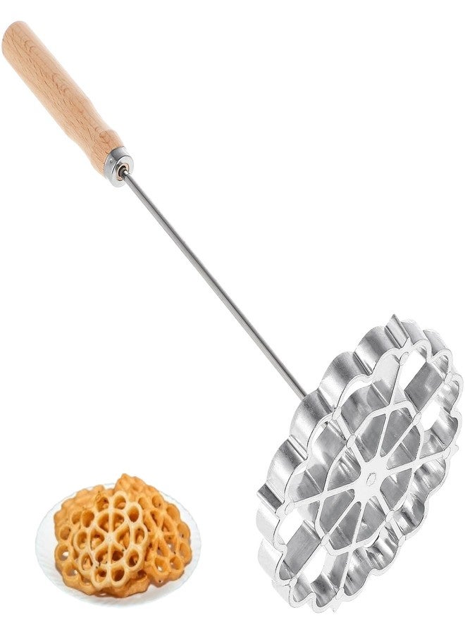 Balacoo Bunuelos Mold, Bunuelos Cookie Maker Mold with Wooden Handle for Rosette Cookie, Achappam, Funnel Cake, Ideal for Kitchen Restaurant Baking Cooking (small) - Image 1
