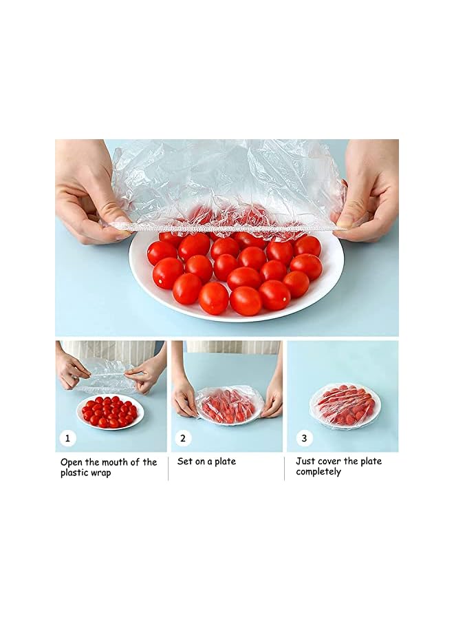 PROMASS Keeping Bags 100 PCS Food Storage Cover Reusable Plastic Sealing Bags Elastic Stretch Adjustable Bowl Lids for Preservation Fresh with Fruit Vegetable and Meat - Image 3