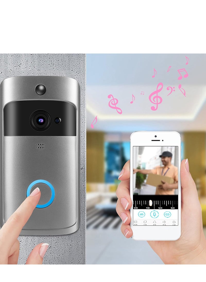 Generic - Focket Video Doorbell, 2.4Ghz WiFi Wireless Doorbell Camera with 2 Way Audio, Motion Detection, Night Vision, Battery Doorbell, APP Alert, 166° View Smart Doorbell for Home Security - Image 1