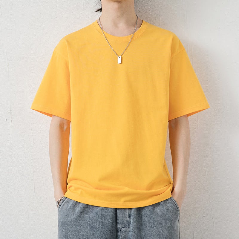 Cotton Short-sleeved T-shirt Men's Summer New Youth Simple Solid Color Base Shirt Fashionable Ins All-match Loose Top - Image 1