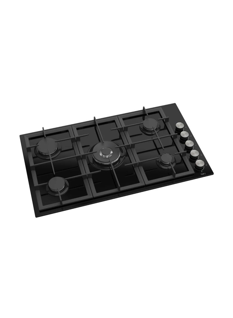 تيفا مسطح غاز بلت إن، 90 سم، 5 شعلات، اسود، BL225 - Image 2