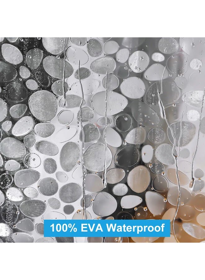 UFRIDAY Extra Long Shower Curtain Liner 72x86 Inch，EVA Plastic Waterproof Shower Curtain with 5 Magnets,Heavy Duty,Semi Transparent, 3D Cobblestone Bathroom Liner - Image 2