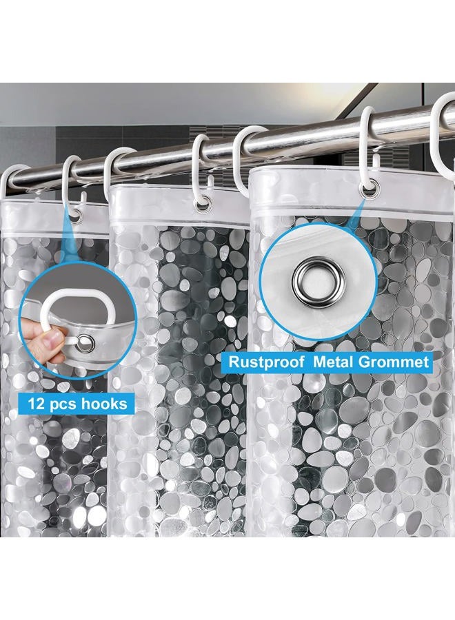 UFRIDAY Extra Long Shower Curtain Liner 72x86 Inch，EVA Plastic Waterproof Shower Curtain with 5 Magnets,Heavy Duty,Semi Transparent, 3D Cobblestone Bathroom Liner - Image 3