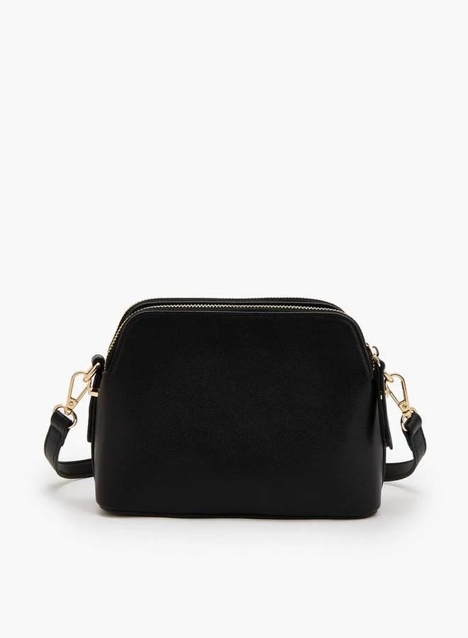 Flora Bella By Shoexpress BLACK Solid Crossbody Bag With Detachable Strap for Women | Best Price UAE