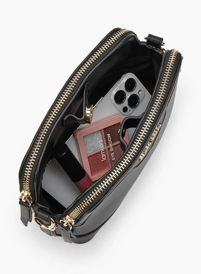 Flora Bella By Shoexpress BLACK Solid Crossbody Bag With Detachable Strap for Women | Best Price UAE