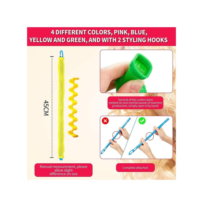 Zikra Wave Curl Formers Heatless Hair Curler for Medium to Long Hair Hair Style Tools Set with Styling Hooks for Women and Girls Heatless Spiral Curlers Hair Rollers Wave Styles - Image 5