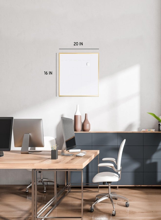 U Brands Magnetic Dry Erase Monthly Calendar Whiteboard 16" x 20", Gold Aluminum Frame, Wall Mounted Planner for Office, Home, and Classroom, Includes Marker and Magnet - Image 2