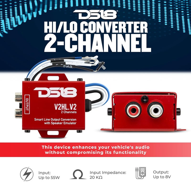 DS18 V2HL.V2 Car Amplifier 2 Channel Hi Low RCA Converter - Image 2