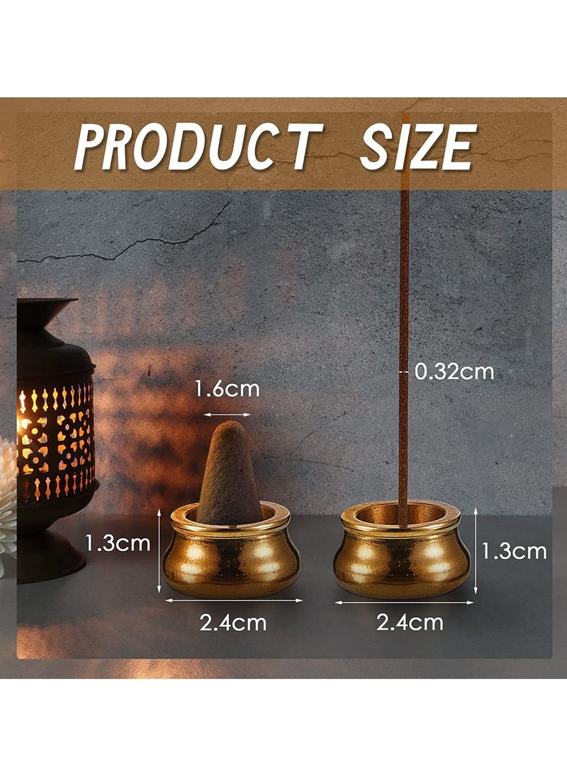 6 Pcs Incense Burner Holder Incense Cone Stick Burner Brass Incense Holder for Sticks Gold Chinese Incense Burner Mini Metal Ash Catcher - Image 2