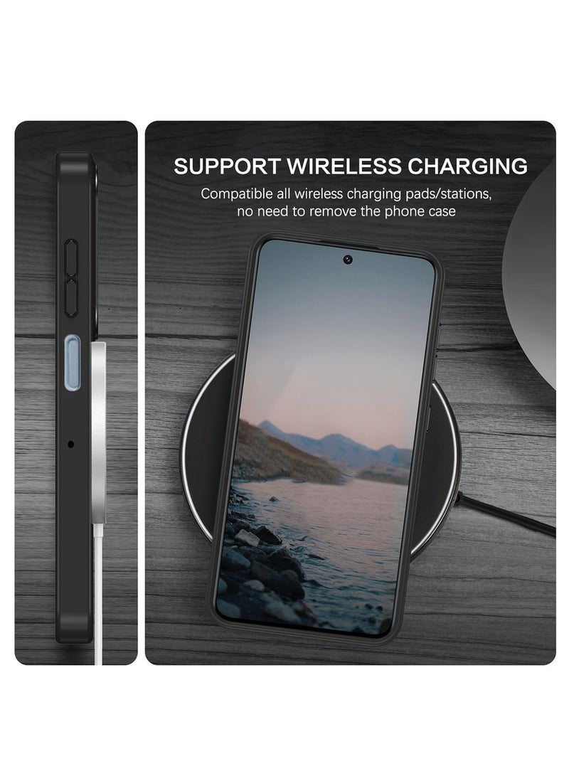 دبليو تيك غطاء موبايل موتورولا موتو جي 75 5G 2024 مع حماية من الصدمات من الجلد الصناعي الفاخر مزود بمغناطيس ماغ سيف - أسود - Image 5