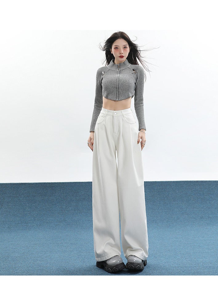Women's Mid Waist Wide Leg Loose Denim Jeans, Mid Rise, Straight Leg, Jeans ﻿ - Image 3