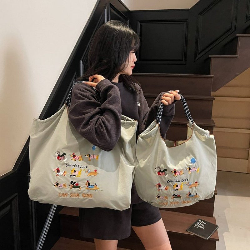 Cute Cartoon Puppy Tote Bag Women'S All-Match Large Capacity Handbag College Student Commuter Shoulder Bag - Image 4