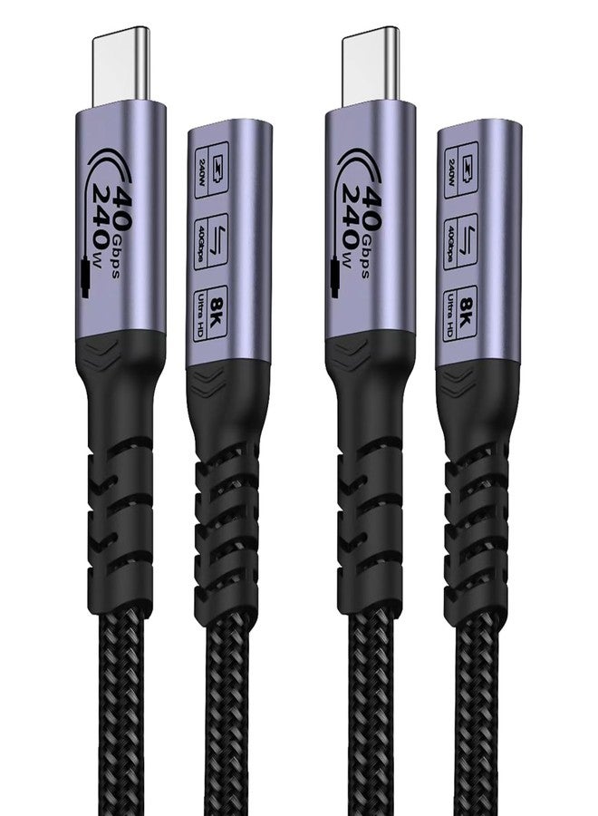 SUMPK USB C Extension Cable 3.3FT (2 packs/240W/40Gbps/8K), 240W USB 4.0 Extender Fast Charging Cables, 40Gbps Transfer Type C Male to Female Cord, 8K 60Hz Video Monitor Compatible with iPhone 16/15/PSVR2 - Image 1