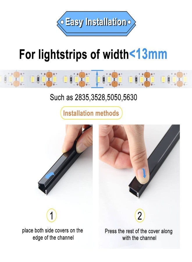 VST 10 Pack 3.3ft/1M LED Aluminum Channel U Shape with Crystal Smoke Transparent Clear Cover for Strip Lights Installation,Easy to Cut,Professional Look LED Strip Diffuser Cover Track - Image 4