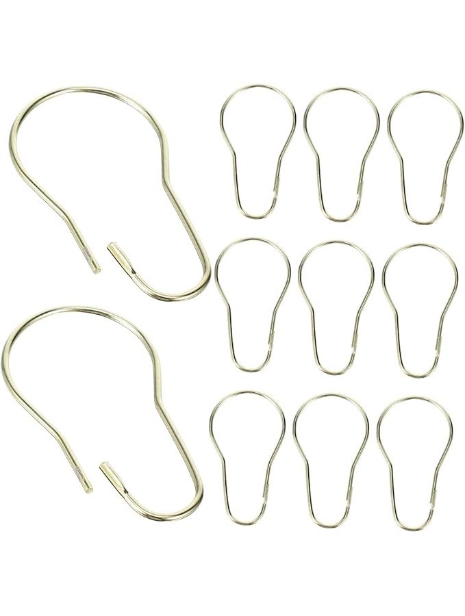 Stainless Steel Golden Shower Curtain Rings Hooks 20pcs Gourd Buckle Bathroom Accessories - Image 1