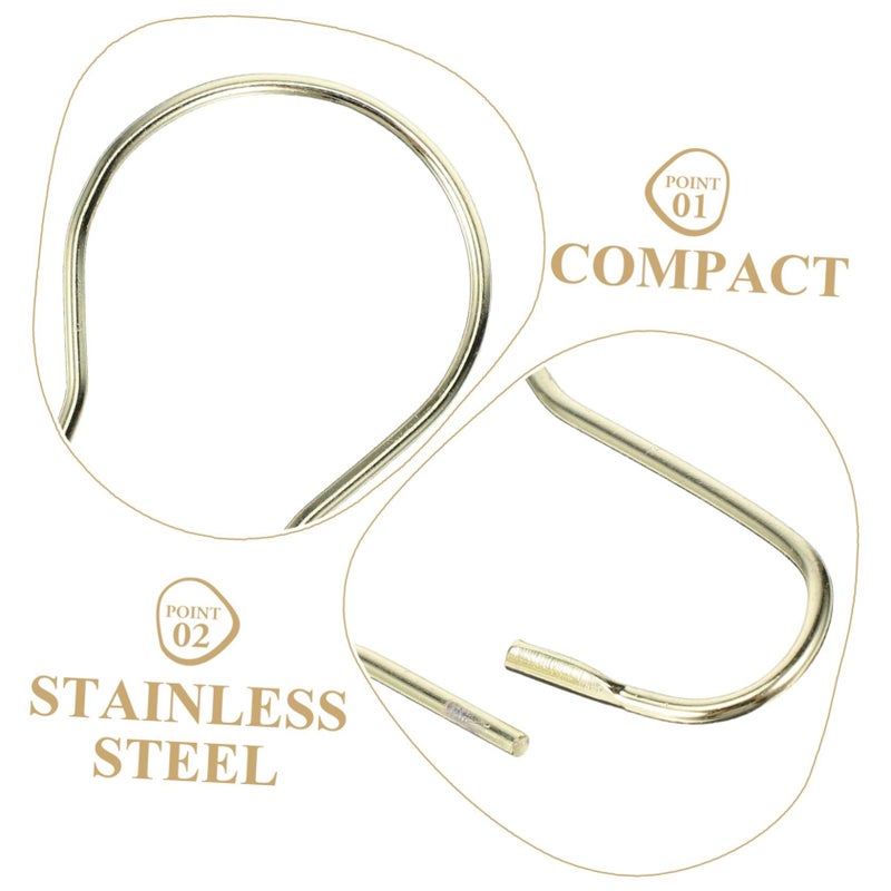 Stainless Steel Golden Shower Curtain Rings Hooks 20pcs Gourd Buckle Bathroom Accessories - Image 4