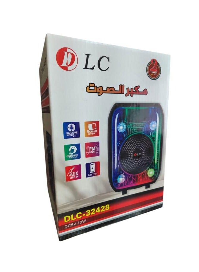 دي إل سي  مكبر صوت قابل لإعادة الشحن مع راديو FM وإضاءة LED ملونة وبلوتوث وذاكرة - DLC-32428 - Image 2