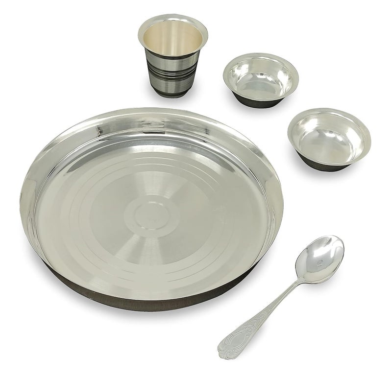 BENGALEN Baby Dinner Set 8 Inch Silver Plated for Annaprashan Sanskar Rice Ceremony Gift for Girls Boys Kids Festive Birthday Return Home Decorative Gifts Items - Image 3