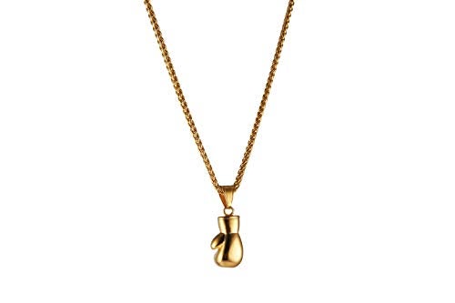 HZMAN Men Women Punk Stainless Steel Boxing Glove Chain Pendant Necklace (Gold) - Image 5