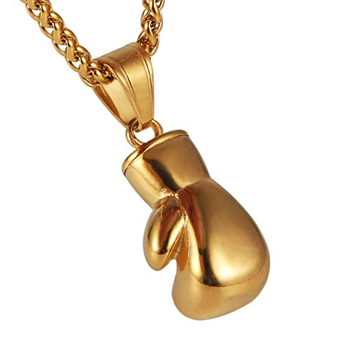 HZMAN Men Women Punk Stainless Steel Boxing Glove Chain Pendant Necklace (Gold) - Image 3