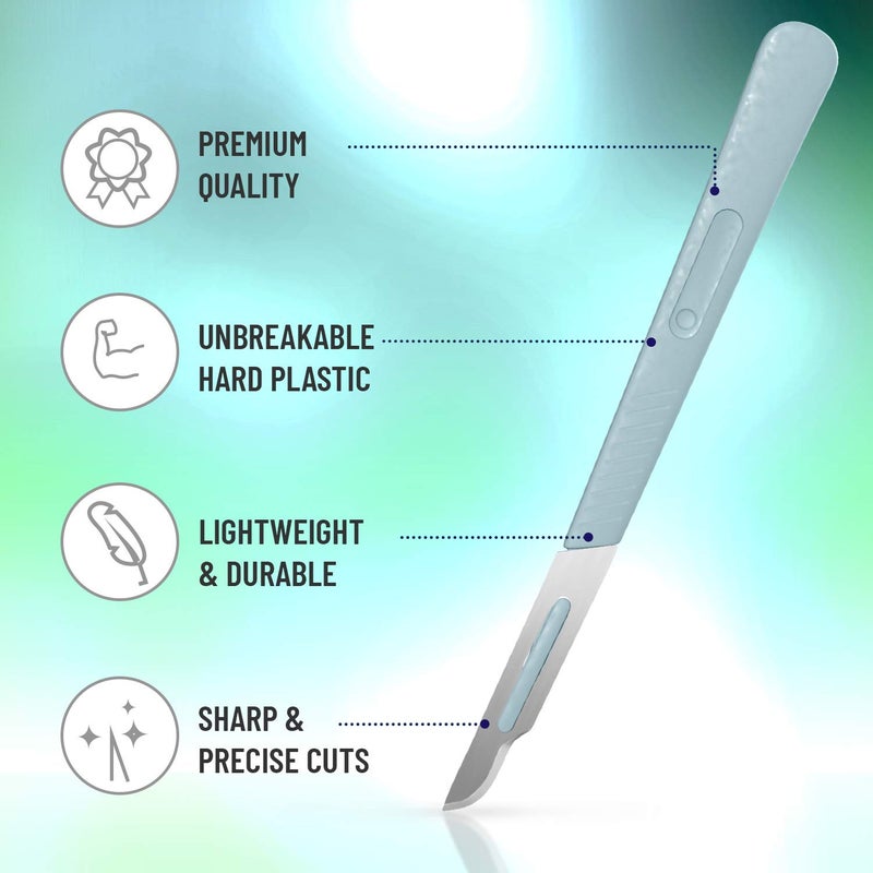 MedHelp Disposable Scalpel 15 Disposable Dermaplaning Blades with Plastic Handle, High Carbon Steel Dermablade Blades. Individually Wrapped 10 Blade - Box of 10 - Image 2