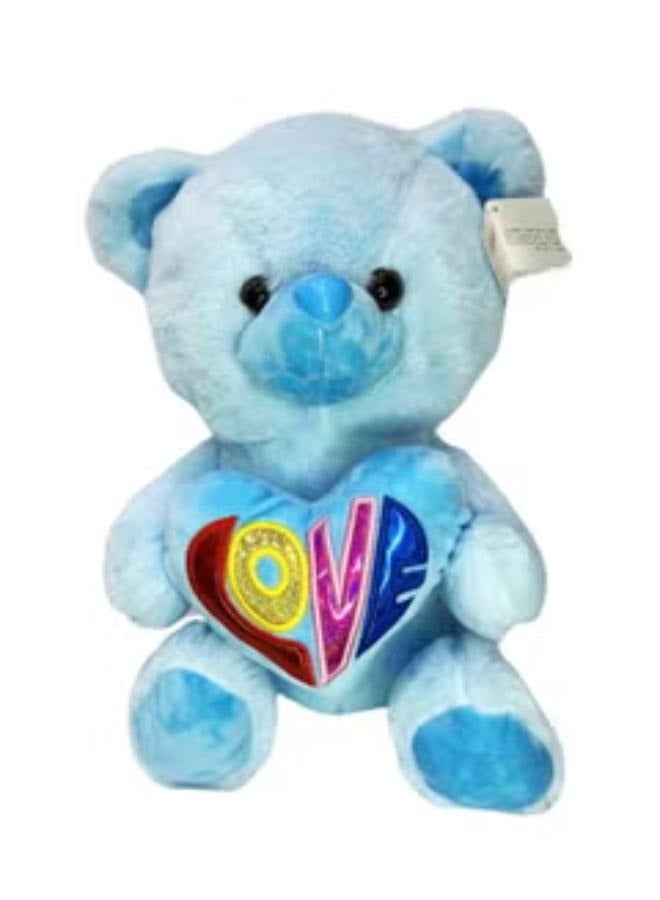 Blue Teddy Bear Holding a Heart That Says Love