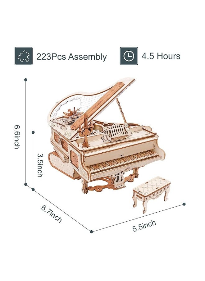 Robotime ROBOTIME AMK81 Magic Piano 3D Puzzles for Adults-Mechanical 3D Puzzles Musical Instrument-Wooden Music Box Puzzle Kit to Build-Aesthetic Desk Decor Unique Gift for Men/Women  - Image 2