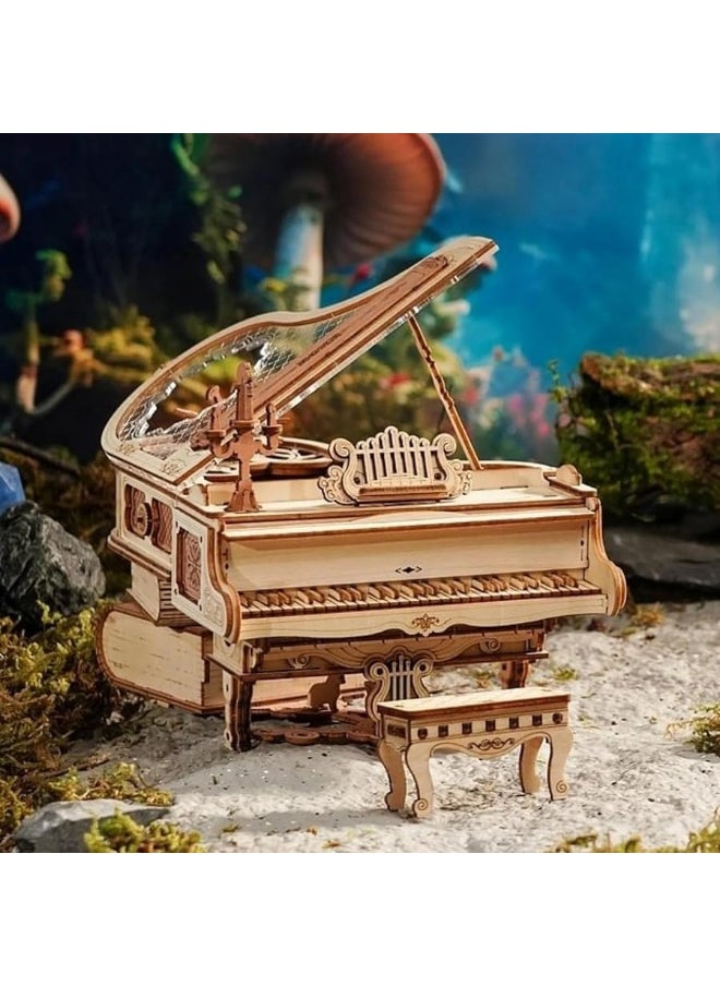 Robotime ROBOTIME AMK81 Magic Piano 3D Puzzles for Adults-Mechanical 3D Puzzles Musical Instrument-Wooden Music Box Puzzle Kit to Build-Aesthetic Desk Decor Unique Gift for Men/Women  - Image 3