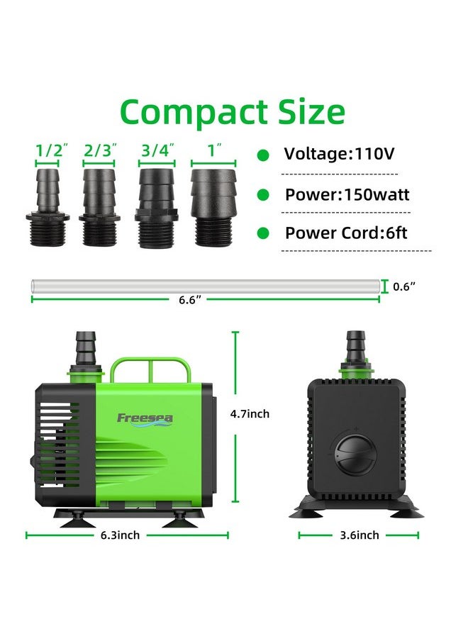 FREESEA - FREESEA Submersible Water Pump for Pond: 1350GPH 150W Aquarium Fountain Pump with 6.6ft Tubing for Waterfall Hydropoic Fish Tank - Image 1