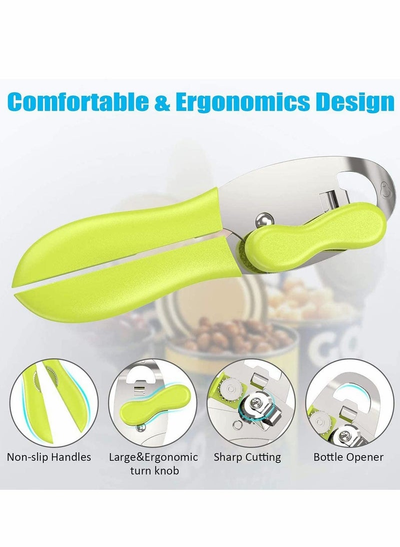 SYOSI Can Opener Heavy Duty Can 4 in 1 Kitchen Stainless Steel Opener Manual Smooth Edge Durable Food Safe Cut Tool Tin Jar Bottle Opener Hand Grip for Seniors with Arthritis Hands  - Image 4