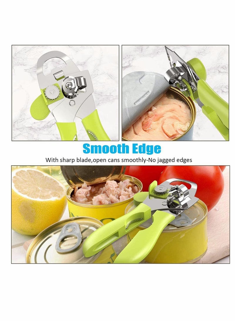 SYOSI Can Opener Heavy Duty Can 4 in 1 Kitchen Stainless Steel Opener Manual Smooth Edge Durable Food Safe Cut Tool Tin Jar Bottle Opener Hand Grip for Seniors with Arthritis Hands  - Image 2