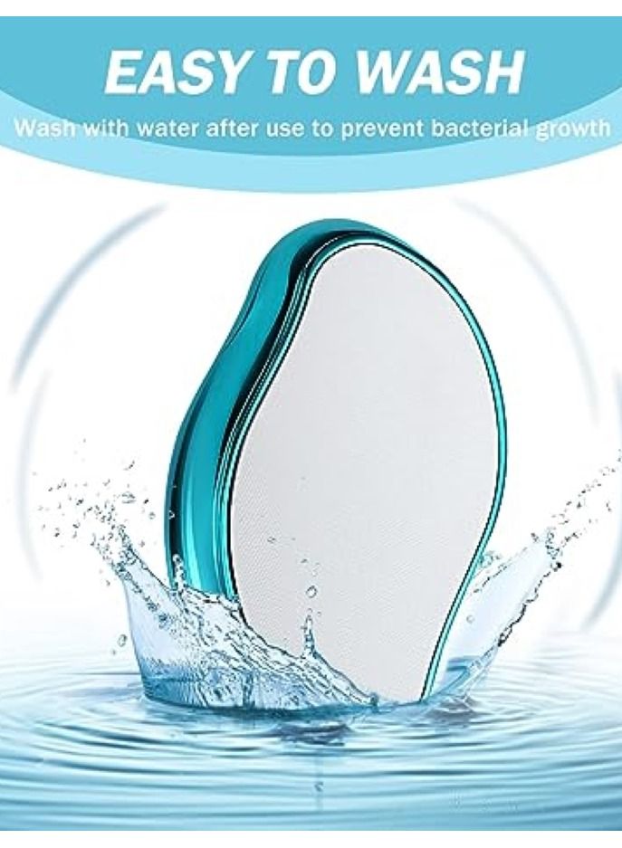 Crystal Hair Eraser, Crystal Hair Removal Painless Exfoliation, Hair Remover Tool for Arms Legs, Portable Mild Hair Remover, Reusable - Blue - Image 1