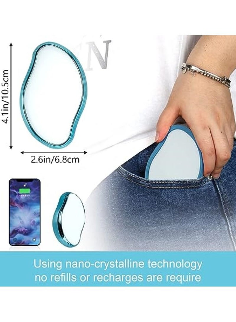 Crystal Hair Eraser, Crystal Hair Removal Painless Exfoliation, Hair Remover Tool for Arms Legs, Portable Mild Hair Remover, Reusable - Blue - Image 4