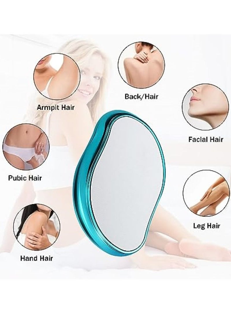 Crystal Hair Eraser, Crystal Hair Removal Painless Exfoliation, Hair Remover Tool for Arms Legs, Portable Mild Hair Remover, Reusable - Blue - Image 5