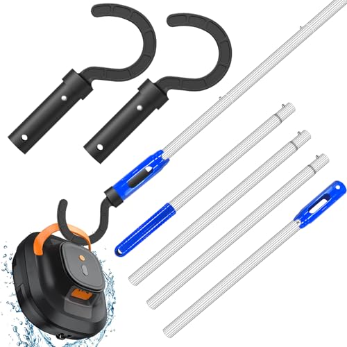 Elefama Pool Pole Hooks for Robotic Pool Cleaner with 2 PCS Pool Hooks for Poles &5.2 Ft Adjustable Swimming Pool Cleaning Pole for Pool Vacuum for Inground Pools,Above Ground, Skimmer Net,Brush,Vacuum Head - Image 1
