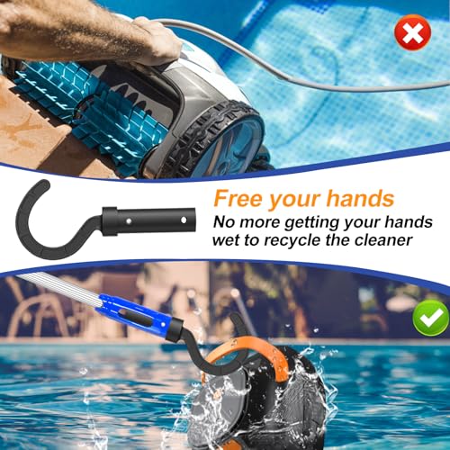 Elefama Pool Pole Hooks for Robotic Pool Cleaner with 2 PCS Pool Hooks for Poles &5.2 Ft Adjustable Swimming Pool Cleaning Pole for Pool Vacuum for Inground Pools,Above Ground, Skimmer Net,Brush,Vacuum Head - Image 4