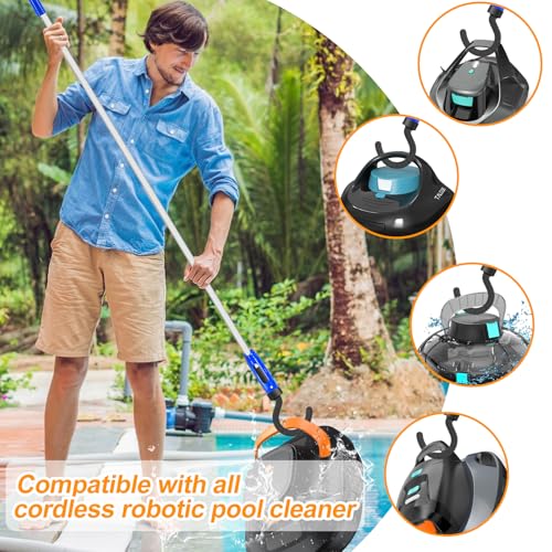 Elefama Pool Pole Hooks for Robotic Pool Cleaner with 2 PCS Pool Hooks for Poles &5.2 Ft Adjustable Swimming Pool Cleaning Pole for Pool Vacuum for Inground Pools,Above Ground, Skimmer Net,Brush,Vacuum Head - Image 2