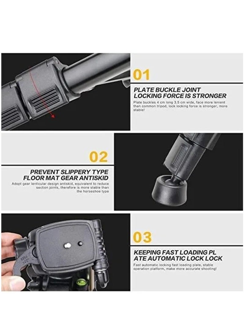 Jmary 2234 Professional Aluminium Alloy Tripod Stand - 3-Way Swivel Pan Head - Image 5