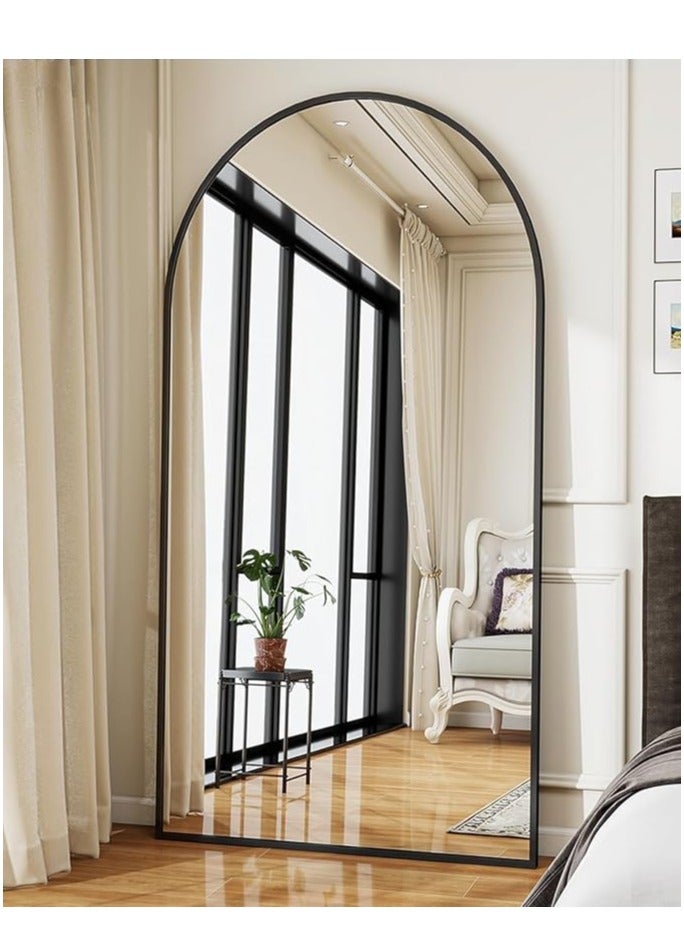 Vparty Arched Black Floor Mirror – 71"x32" Full-Length Mirror with Modern Arched Design, Stylish and Elegant for Bedrooms, Living Rooms, Hallways, Entryways, and Dressing Rooms, Large Decorative Wall Mirror, Vertical Leaning or Wall-Mounted, Practical Home Decor Accent (180x80cm) - Image 1