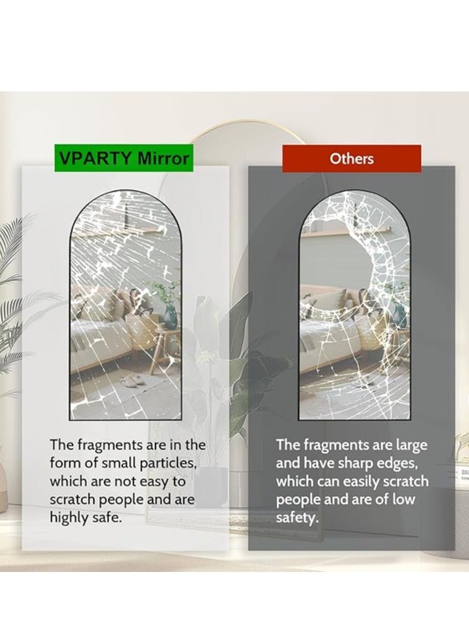 Vparty Arched Black Floor Mirror – 71"x32" Full-Length Mirror with Modern Arched Design, Stylish and Elegant for Bedrooms, Living Rooms, Hallways, Entryways, and Dressing Rooms, Large Decorative Wall Mirror, Vertical Leaning or Wall-Mounted, Practical Home Decor Accent (180x80cm) - Image 4