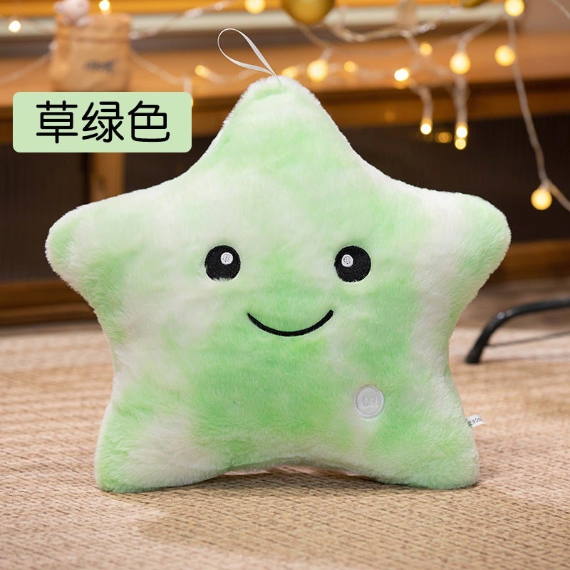 Colorful Glowing Star Plush Pillow with Music - Soft Decorative Toy  Gift