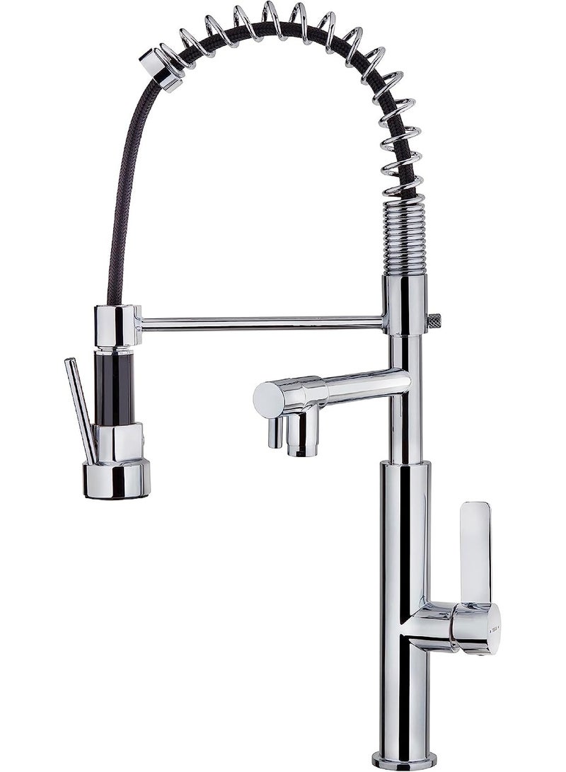 Lynacz Original Kitchen Sink Mixer with Sprayhead Double Water Outlet Function (Brushed Nickel) Silver - Image 1