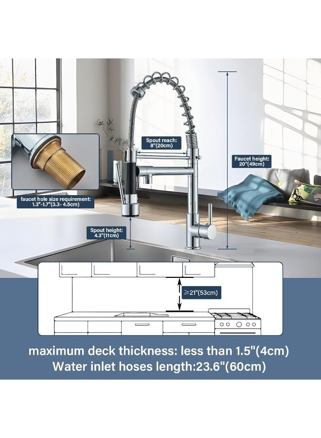 Lynacz Original Kitchen Sink Mixer with Sprayhead Double Water Outlet Function (Brushed Nickel) Silver - Image 2