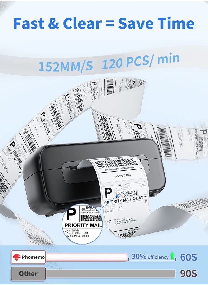 شو وو طابعة ملصقات حرارية، طابعة ملصقات شحن 4×6 USB، آلة طباعة ملصقات للطرود والبريد والعنوان والشعار، متوافقة مع منصات مختلفة  - Image 3