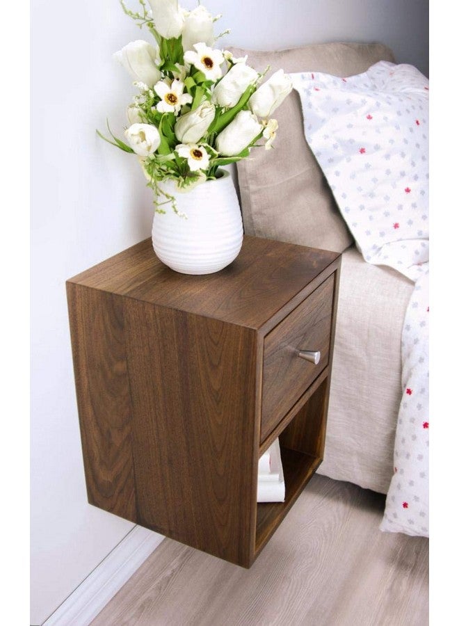 Vm decor Solid Sheesham Wood Compact Floating Nightstand with Drawer and Open Shelf/Wood Hanging Bedside Table/Scandinavian/Mid-Century/Modern - Image 3