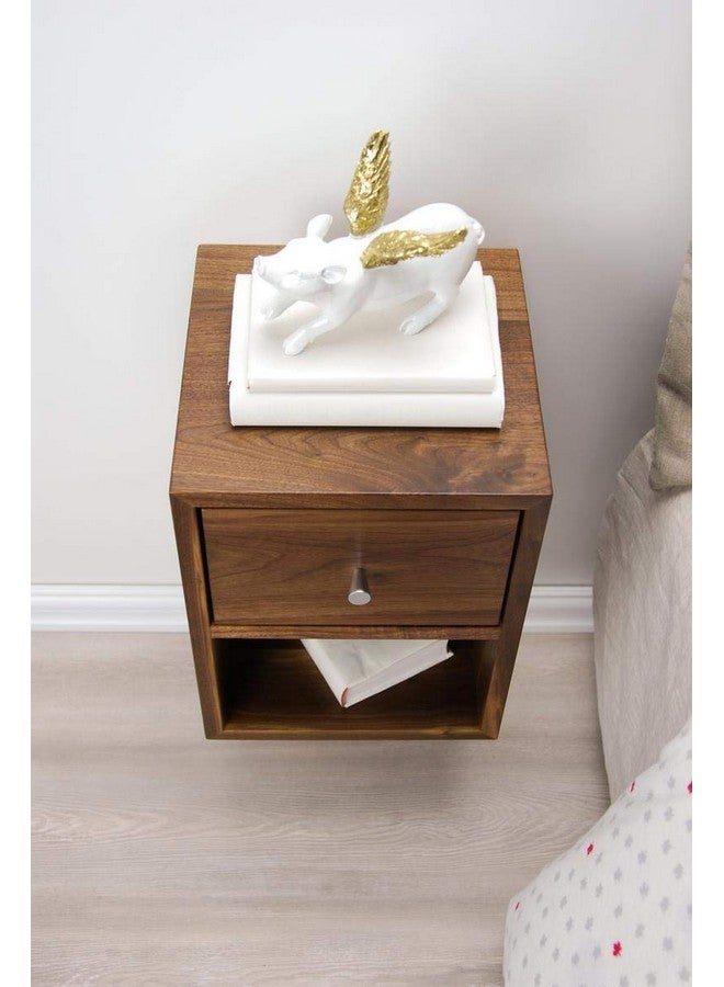 Vm decor Solid Sheesham Wood Compact Floating Nightstand with Drawer and Open Shelf/Wood Hanging Bedside Table/Scandinavian/Mid-Century/Modern - Image 5