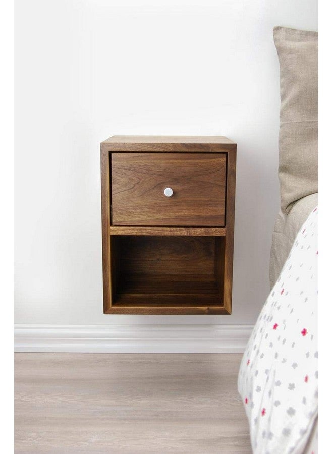 Vm decor Solid Sheesham Wood Compact Floating Nightstand with Drawer and Open Shelf/Wood Hanging Bedside Table/Scandinavian/Mid-Century/Modern - Image 2