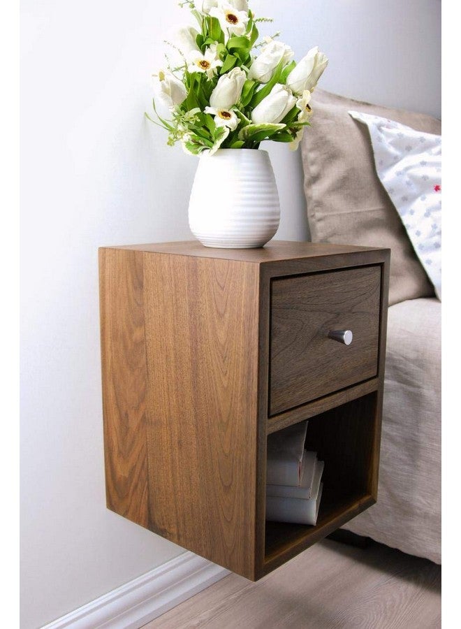Vm decor Solid Sheesham Wood Compact Floating Nightstand with Drawer and Open Shelf/Wood Hanging Bedside Table/Scandinavian/Mid-Century/Modern - Image 4